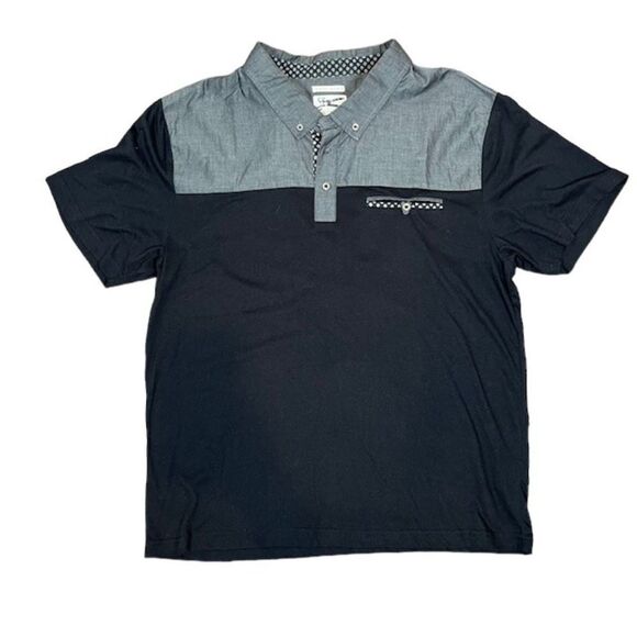 Marc Ecko Cut & Sew Short Sleeved Collared Shirt Black with Gray Size XL - Picture 1 of 10